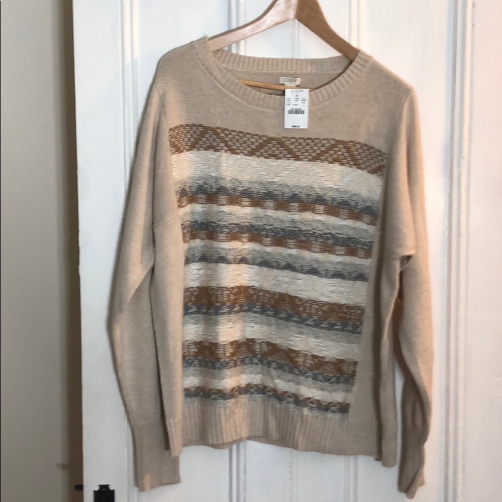 JCREW BRAND NEW WITH TAGS TAN SWEATER LARGE